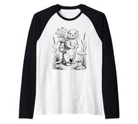 Cute Hiking River Otter Backpack Vintage Cozy Cottagecore Raglan Baseball Tee