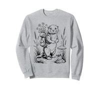 Cute Hiking River Otter Backpack Vintage Cozy Cottagecore Sweatshirt