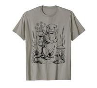 Cute Hiking River Otter Backpack Vintage Cozy Cottagecore T-Shirt