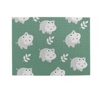 Cute Hippo,500 Pieces Puzzles for Adults-Wooden Jigsaw Puzzle for Adults Elderly