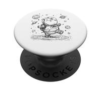 Cute Hippo Astronaut Cosmic Adventure Design PopSockets Adhesive PopGrip