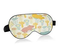 Cute Hippo Breathable Sleeping Eyes Mask, Cool Feeling Eye Sleep Cover for Summer Rest, Elastic Contoured Blindfold for Women & Men Travel