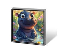 Cute Hippo Button Pins Square Badge Personalized Button Brooch Lapel Pins for Women Men Gifts