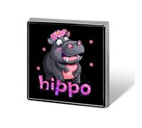 Cute Hippo Custom Lapel Pins Square Brooch Tie Suit Dress Accessories for Men Women Wedding Birthday
