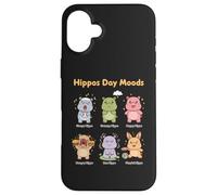 Cute Hippo Day Moods - Funny hippopotamus Emotions Design Case for iPhone 16 Plus