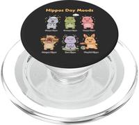 Cute Hippo Day Moods - Funny hippopotamus Emotions Design PopSockets PopGrip for MagSafe