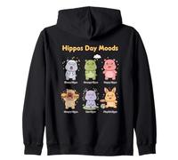 Cute Hippo Day Moods - Funny hippopotamus Emotions Design Zip Hoodie