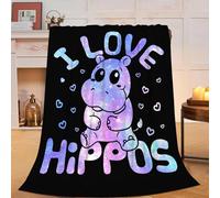 Cute Hippo Fleece Throw Blanket - Fuzzy Plush Super Soft Cozy Warm Toddler Hippo Decor Bedding Stuffed Animal Blanket Gifts for Boys Girls Kids Adult Men Women 40"X50"