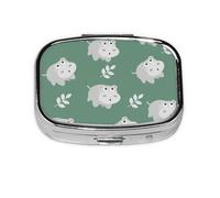 Cute Hippo,Meta Pill Box 2 Compartment Medicine Case,Portable Organizer