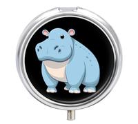 Cute Hippo Pill Box 3 Compartment Small Portable Medicine Case Pill Organizer for Pocket Purse