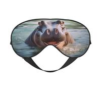Cute Hippo Print Sleep Mask Silk-Like Eye Mask Sleeping Eye Mask for Women Men for Travel Sleep Relaxation