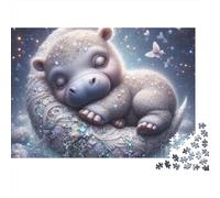 Cute Hippo Sleeping Jigsaw Puzzle Beasts 1000 Pieces 100% Recycled Board Eco-friendly for Adults Gift for Stress Relief Fun 38x26cm/1000pcs