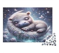Cute Hippo Sleeping Puzzle 1000 Piece Recycled Paper for Adults Puzzle for Adults Educational Game Decompression Fun Home Activity Great Gift for Men Women 52x38cm/1000pcs