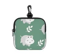 Cute Hippo, Square Zipper Storage Bag, Neoprene Coin Purse, Small Wallets, Change Pouch, Change Purse