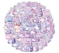Cute Hippo Stickers 50PCS for Laptop Skateboard Journal Luggage Phone Helmet Car Bike Computer Scrapbook Water Bottles,Cartoon Kawaii Animals Waterproof Decals for Teens Kids Adults
