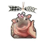 Cute Hippo Window Christmas Decoration, 2D Acrylic Animal Christmas Decoration, Home Accessories for Living Room, Bedroom, Office, School, Classroom, Student Dorm
