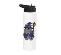 Cute Hippo Wizard Magic Fantasy Staff Stainless Steel Insulated Water Bottle