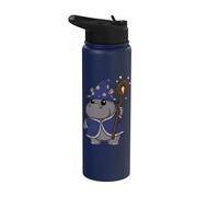 Cute Hippo Wizard Magic Fantasy Staff Stainless Steel Insulated Water Bottle