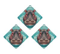 Cute Hippopotamus Car Air Freshener, 3 Pcs Rhombus Hanging Air Freshener Cards, Long Lasting Fragrance Scented Cards for Car, Home, Office Black-style