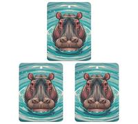 Cute Hippopotamus Car Air Freshener, 3 Pcs Square Hanging Air Freshener Cards, Long Lasting Fragrance Scented Cards for Car, Home, Office Gray-style