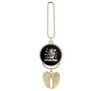 Cute Hippopotamus Flowers Car Rear View Mirror Pendant for Women Charm Decor Interior Hanging Accessories