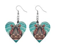 Cute Hippopotamus Wooden Earrings for Women, Vintage Elegant Wood Jewelry, Lightweight Earrings for Wedding, Party, Everyday Jewelry Gift, Star, Wood, wood