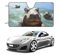Cute Hippos Car Windshield Sun Shade Keep Car Interior Cool 51"x28" Folding Front Window Sun Shade, Heat Shield for SUV, Truck, Blocks UV