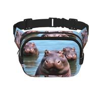 Cute Hippos Fanny Pack Adjustable Crossbody Bag Large Waist Bag Travel Belt Bag Unisex Bum Bag