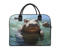 Cute Hippos Laptop Tote Bag Casual Travel Handbag Multi Pocket Shoulder Bags for Work Travel