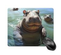 Cute Hippos Square Mouse Pad Portable Computer Mousepad with Non-Slip Rubber Base 18 * 22cm Ultra-Thin Gaming Mouse Mat for Computer Laptop Office Desk Accessories