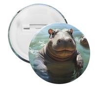 Cute Hippos Tinplate Badge Personalized Round Brooch Large Craft Button Suitable for Teachers, Nurses, Doctors, Staff, Party Gift Accessories, 20pcs, Plastic, plastics