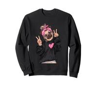 Cute Hipster Pug Peace Sign Dog Lover Art Playful Vibrant Sweatshirt