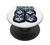 Cute Hiss Cats Rock Kittens Kitty Rocking Music Cat Lovers PopSockets Adhesive PopGrip