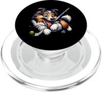 Cute Hockey Dog With Stick Playful Puppy Mascot PopSockets PopGrip for MagSafe