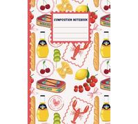 Cute Holiday Food Composition Notebook: Pasta Olives Sardines Bows College Ruled Journal