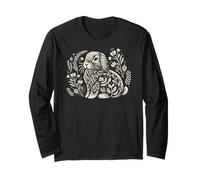 Cute Holland Lop Rabbit Botanical Cottagecore Floral Bunny Long Sleeve T-Shirt
