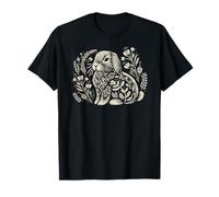 Cute Holland Lop Rabbit Botanical Cottagecore Floral Bunny T-Shirt