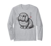 Cute Holland Lop Rabbit Bunny Traditional Japanese Stamp Art Long Sleeve T-Shirt