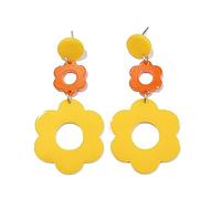 Cute Hollow Flower Dangle Earrings Vintage Resin Flower Daisy Earrings 60S 70S Party Jewelry Mother's Day/Valentien's Day Gift for Women, Metal Resin, resin