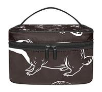 Cute Honey Badger Black Background Makeup Organizer Bag, Travel Makeup Bag Organizer Case Portable Cosmetic Bag for Women and Girls Toiletries