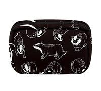 Cute Honey Badger Black Background Travel Personalized Makeup Bag Cosmetic Bag Toiletry Bag for Women and Girls