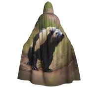 Cute Honey Badger print Unisex Medieval Viking Hooded Cape Cloak for Halloween Cosplay, Christmas Party Costume Outfits