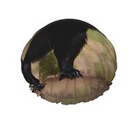 Cute Honey Badger Reusable Shower Cap,Double Layer Water Shower Non Wetting Hair Cap,Large Size For All Hair Lengths