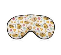 Cute Honey Bee Pattern Eye Sleep Mask,Super Soft Eye Masks with Adjustable Strap,Ultimate Sleeping Aid,Blindfold,Relax & Relieve Your Fatigue,Puffy Eyes