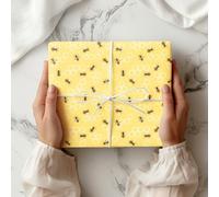 Cute Honey Bee Wrapping Paper - Honeycomb Pattern Gift Wrap Sheets, Bumblebee Birthday Gift, Yellow Honeycomb Present Nature Lovers, 3 x 50 x 70cm Sheets / 19.7" x 27.5" inches