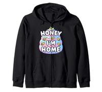 Cute Honey I'm Home Beehive Pun Zip Hoodie