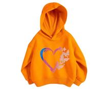 Cute Hoodies for Teen Girls Y2K Fashion Heart Print Casual Sports Pullover Spring Fall Personality Sweatshirt with Hooded for 3-12 Years Gold