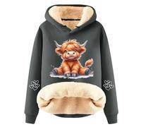 Cute Hoodies for Women Highland Cow Hoodie Fleece Sherpa Lined Thick Casual Sweatshirt Winter Warm Pullover Tops 2024 New Highland Cow Hoodie Sweatshirt Women Highland Cow Gifts Christmas