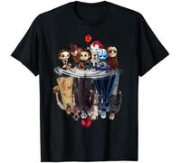 Cute Horror Movie Chibi Character Water Reflection Halloween T-Shirt Graphic Tees Oversized T Shirt Graphic Gift T-Shirt Black L