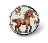 Cute Horse Badges Decorative, Durable Aluminum Alloy Round Badge, Lightweight Button Brooch for Shirts, Jackets, Hats, Uniforms 1"
